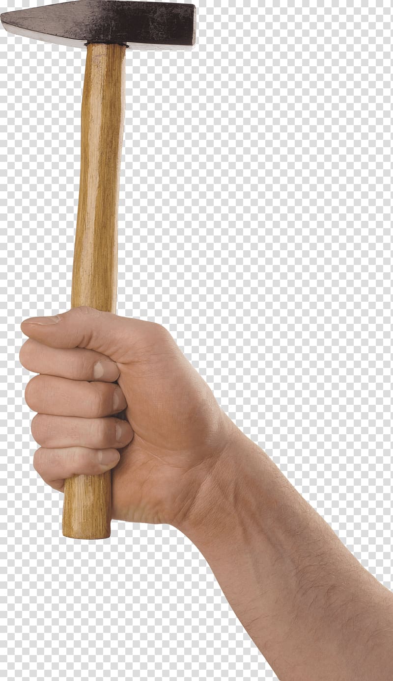 person holding peening hammer, Hand Holding Long Hammer transparent background PNG clipart