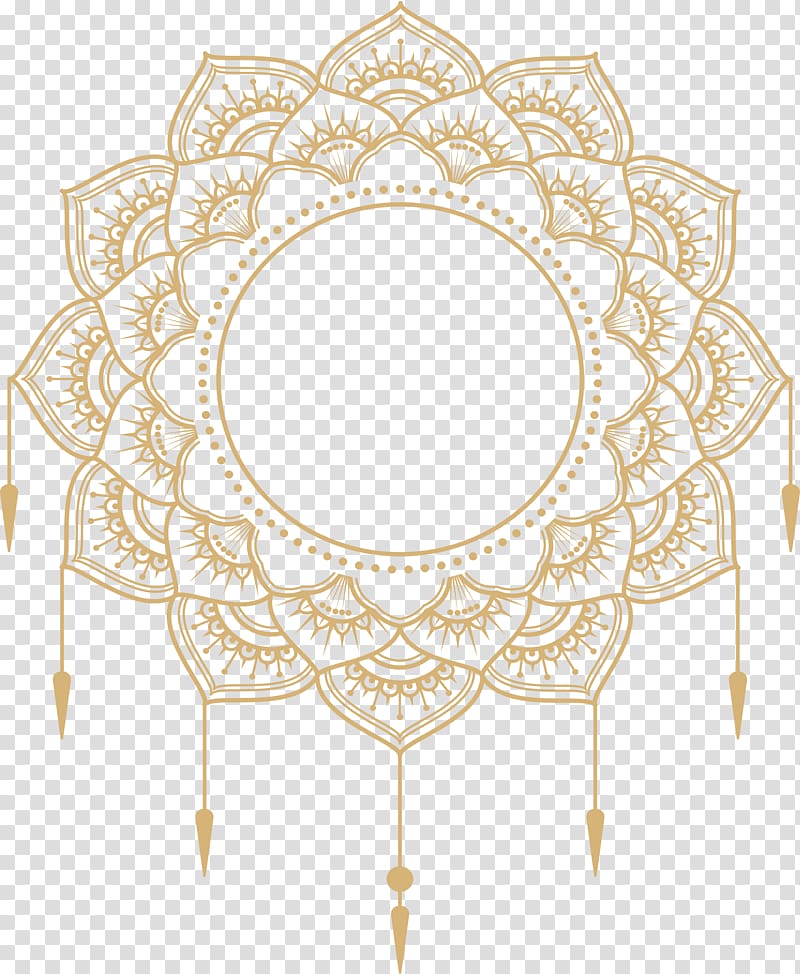 Paper Adobe Illustrator Icon, gold mandala title box, yellow mandala artwork transparent background PNG clipart