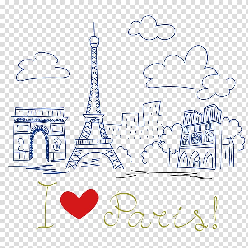 Paris Drawing Sketch, Hand-painted Paris transparent background PNG clipart