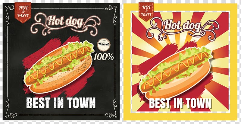 Hot dog Hamburger Fast food Pizza Menu, Hand-painted hot dogs transparent background PNG clipart