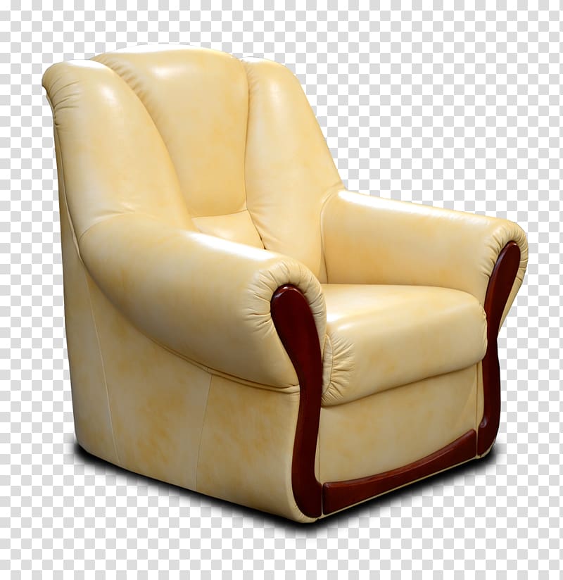 Wing chair Leather Comfort Couch, chair transparent background PNG clipart
