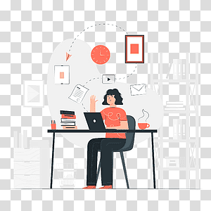 illustration, At work, business, office, job, work, organizing, freelance transparent background PNG clipart thumbnail