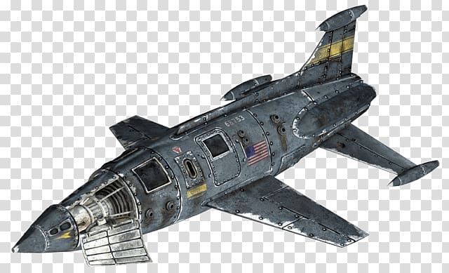 gray fighter plane, Fallout Delta XL Rocket transparent background PNG clipart