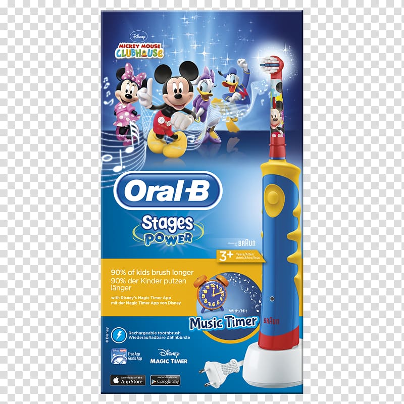 Electric toothbrush Mickey Mouse Oral-B Pro-Health Stages Stage 3, Oral B toothpaste transparent background PNG clipart