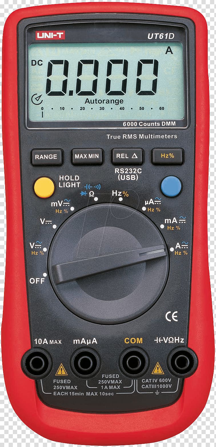 Digital Multimeter Electronic test equipment Electronics True RMS converter, tire mark transparent background PNG clipart