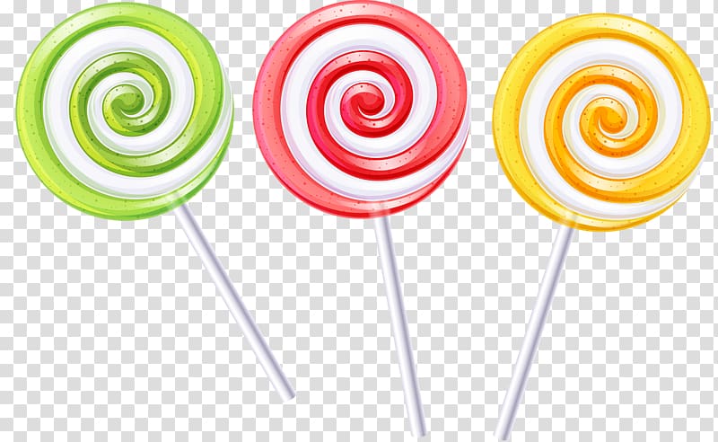 three assorted-color lollipops illustration, Lollipop Ice cream Candy, Pretty lollipop transparent background PNG clipart