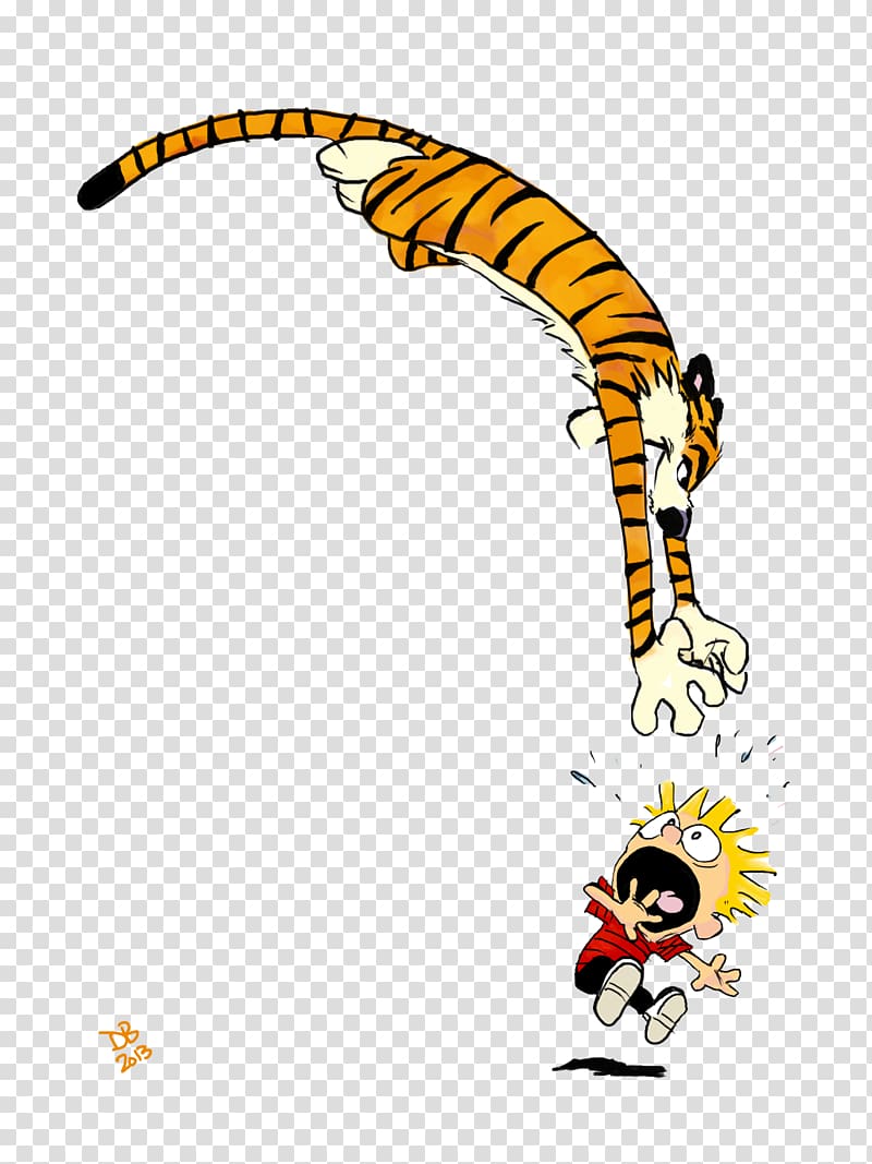 yellow tiger illustration, Calvin and Hobbes Snoopy T-shirt, Calvin And Hobbes Free transparent background PNG clipart