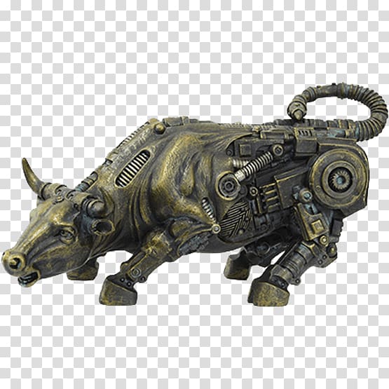 Cattle Charging Bull Steampunk Sculpture, agressive bull transparent background PNG clipart