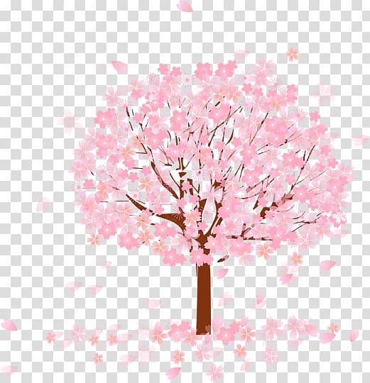 pink leafed tree illustration, Tree Cherry blossom, Pink tree transparent background PNG clipart