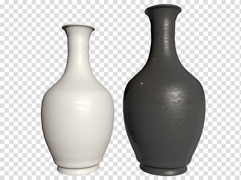 Vase Black and white 3D computer graphics, Two black and white bottles transparent background PNG clipart