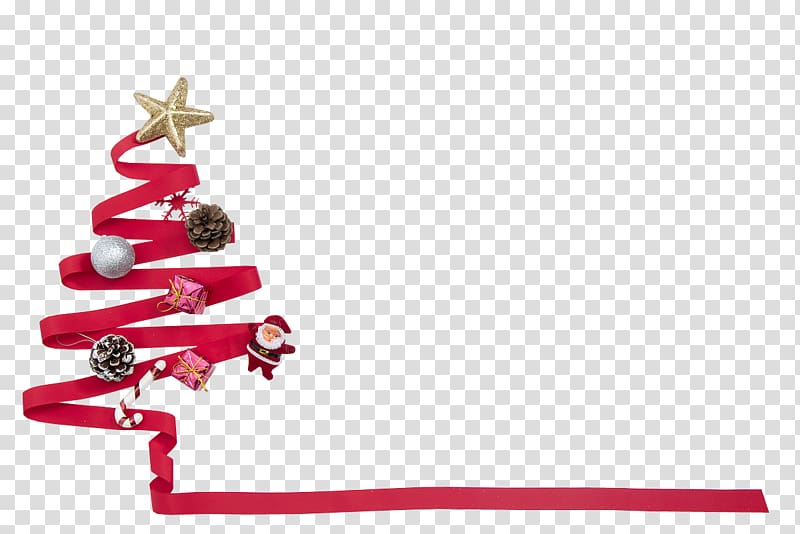 Christmas tree Ribbon Christmas decoration Gift, Christmas ribbon transparent background PNG clipart