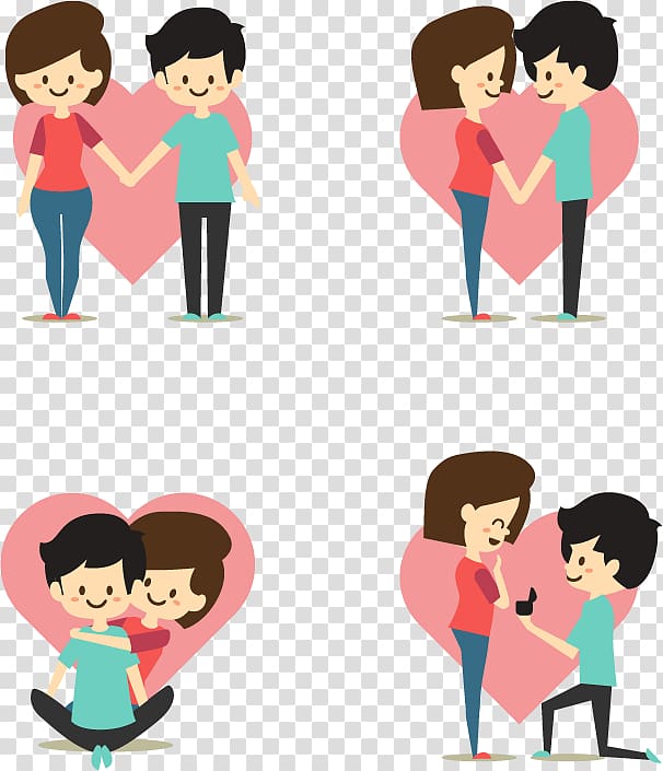 Cartoon Illustration, Couple in love transparent background PNG clipart