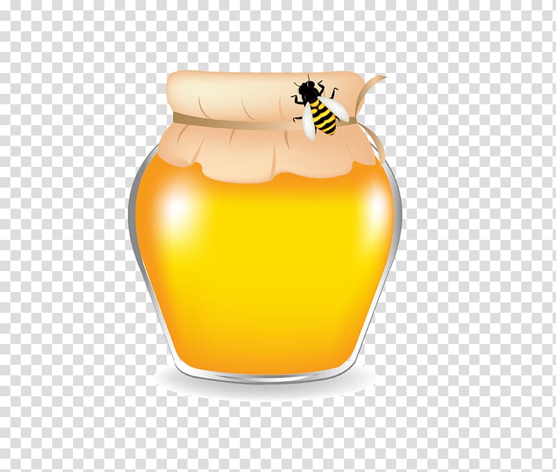 honeybee on jar , Honey Icon, honey transparent background PNG clipart