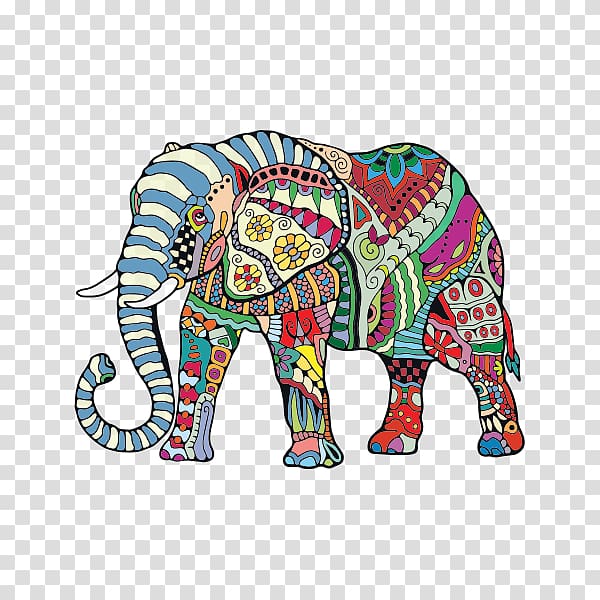 Mandala Drawing Asian elephant Coloring book, elephant transparent background PNG clipart