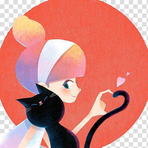 Work of art Drawing Cat Illustration, Cute little witch transparent background PNG clipart