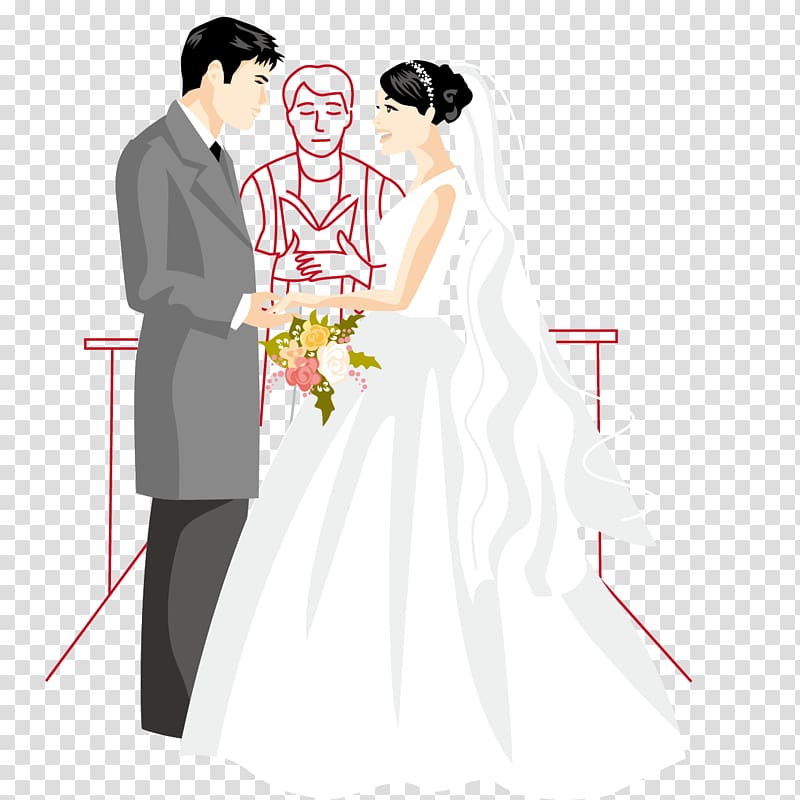 newly wed couple illustraiton, Wedding invitation Marriage Bridegroom Illustration, Wedding Creative transparent background PNG clipart