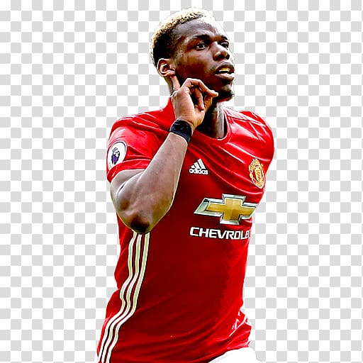 man wears red adidas Chevrolet jersey, Paul Pogba Manchester United F.C. Le Havre AC 2017–18 Premier League Football player, Pogba 2018 transparent background PNG clipart