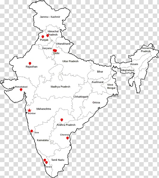 India Blank map Somnath, Jabalpur Express Train, India transparent background PNG clipart