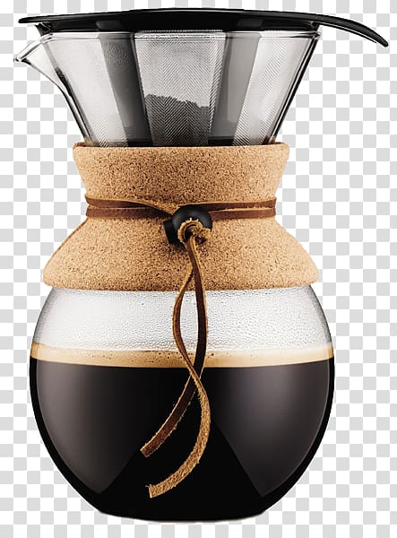 Coffeemaker Bodum Pour Over 34 OZ French Presses, with coffee aroma transparent background PNG clipart