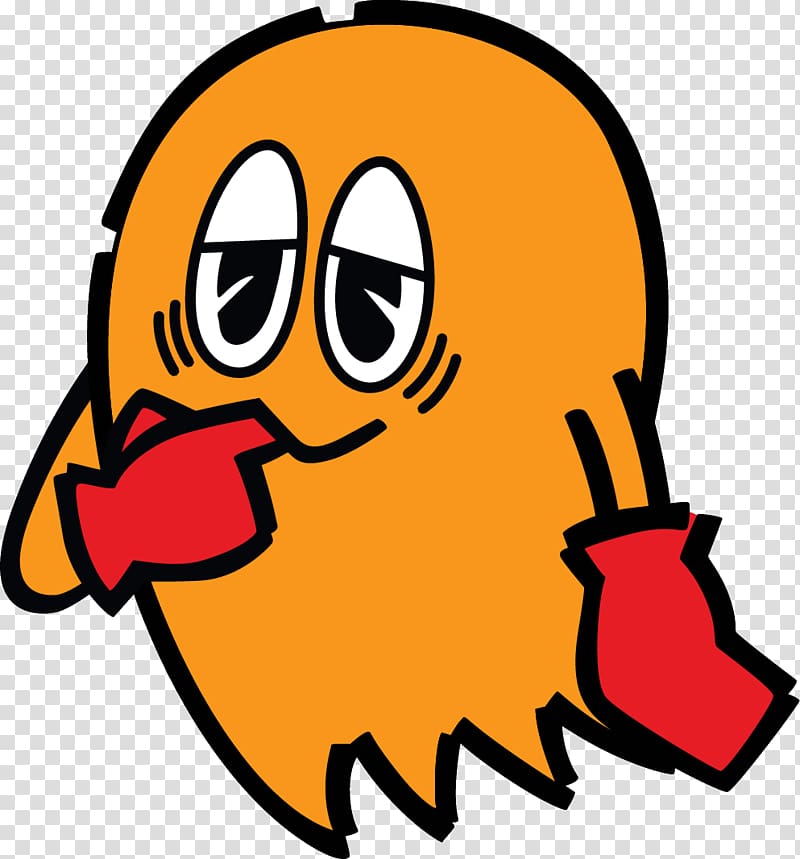 orange Pac-Man Ghost illustration, Pac Man Clyde transparent background PNG clipart