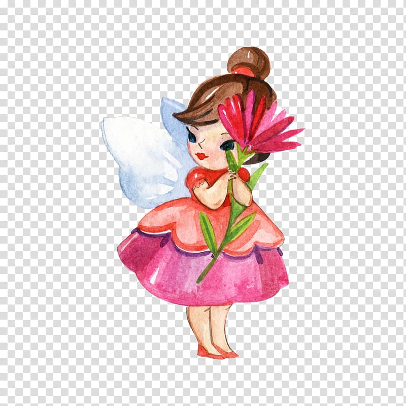 fairy illustration, Disney Fairies Fairy Watercolor painting Cartoon, flower fairy transparent background PNG clipart
