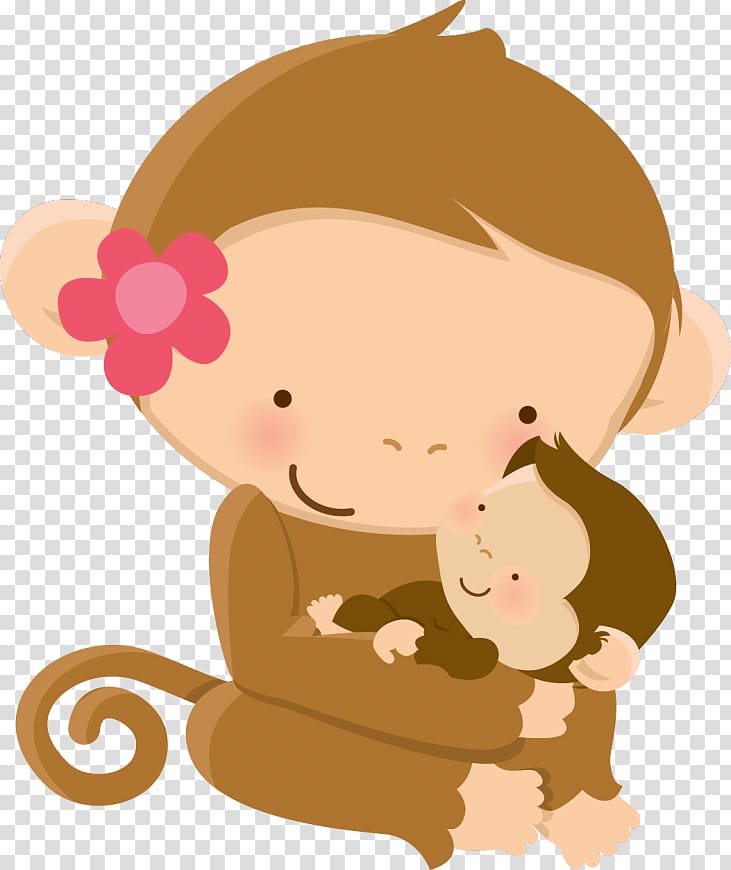 Baby Monkeys Wall decal Nursery Baby Jungle Animals Child, mom and baby transparent background PNG clipart