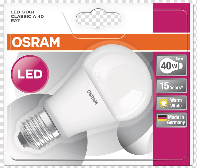 Incandescent light bulb LED lamp Osram, light transparent background PNG clipart