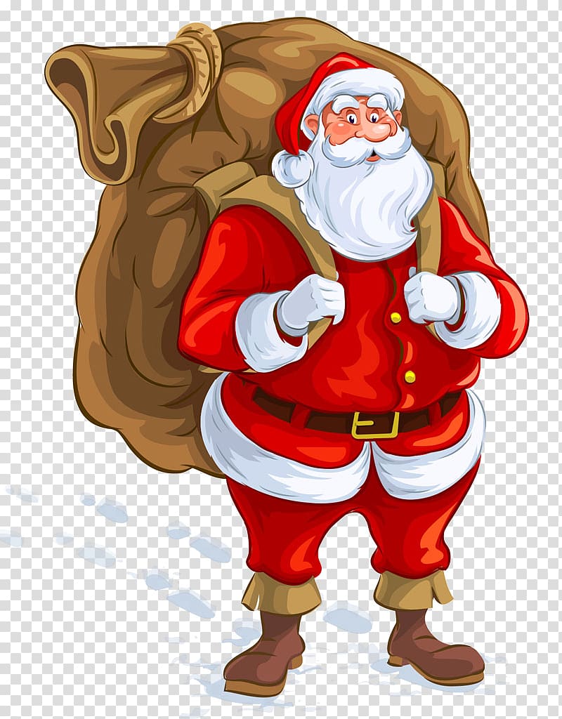 Ded Moroz Santa Claus Christmas Gift Illustration, Santa Claus carrying a gift transparent background PNG clipart