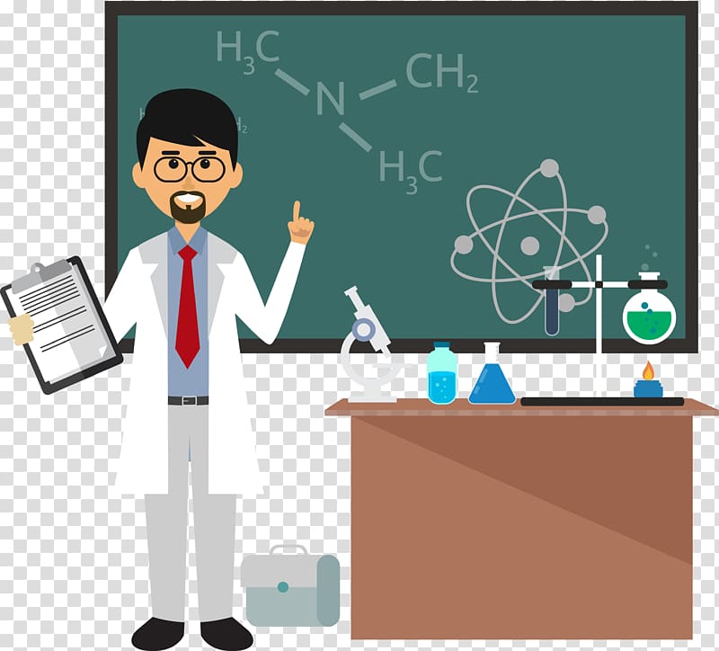 teacher illustration, Chemistry Chemical formula Teacher Science, Cartoon chemistry teacher transparent background PNG clipart