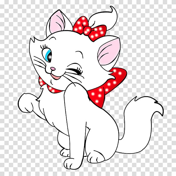 white cat with red ribbon illustration, Kitten Cat Cartoon Marie , Cat transparent background PNG clipart