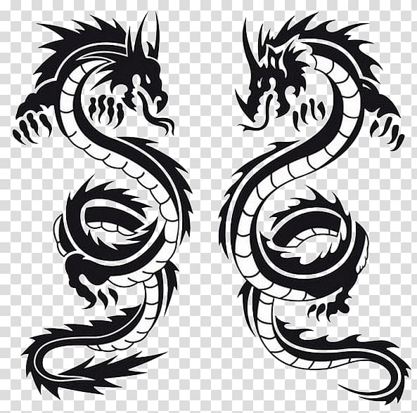 two black dragons , Dragon Tattoo , Dragon Tattoos transparent background PNG clipart