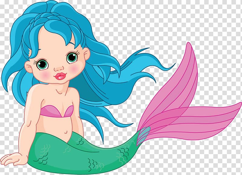 Mermaid Illustration, Cartoon mermaid material transparent background PNG clipart