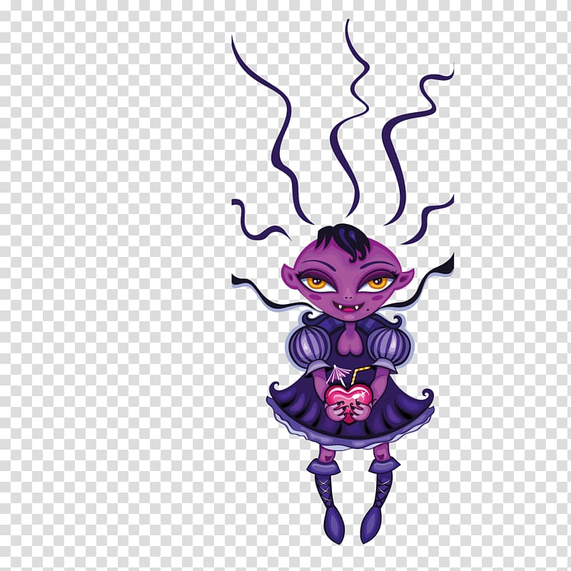 Euclidean Computer file, Female monster holding a heart transparent background PNG clipart