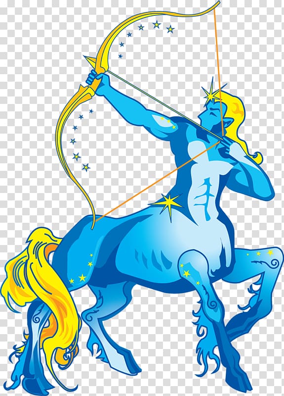 Sagittarius digital illustration, Sagittarius Astrological sign Zodiac Horoscope, Blue Sagittarius transparent background PNG clipart