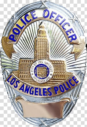 silver and gold-colored police officer patch, Police Officer Los Angeles Police transparent background PNG clipart