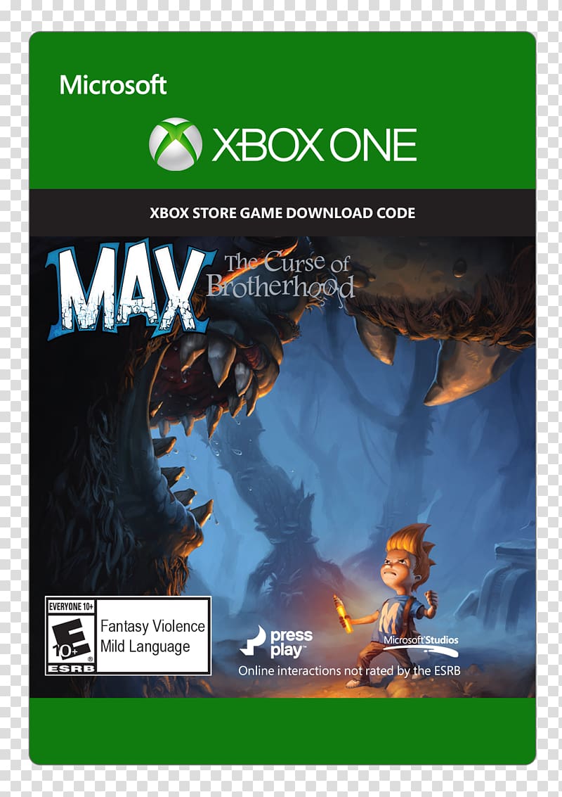 Max: The Curse of Brotherhood Xbox 360 Microsoft Studios Video game Xbox One, physical game card transparent background PNG clipart