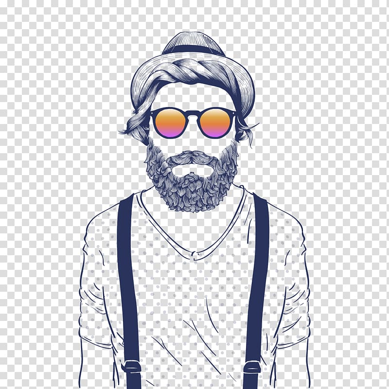 man with sunglasses illustration, Hipster illustration Illustration, hat man transparent background PNG clipart
