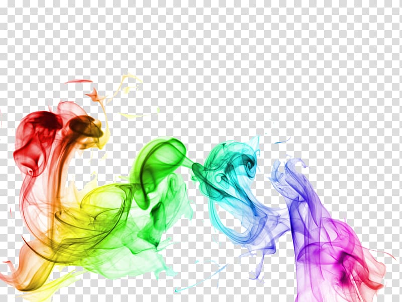 multicolored abstract painting, Colored smoke Transparency and translucency , Colored Smoke transparent background PNG clipart