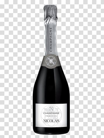 Nicolas champagne bottle, Nicolas Brut 1er Cru transparent background PNG clipart