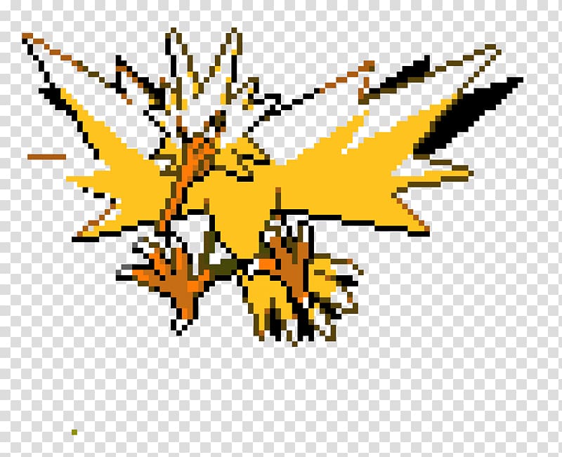 Zapdos Pokémon FireRed and LeafGreen Pokémon X and Y Moltres Articuno, pixel art transparent background PNG clipart