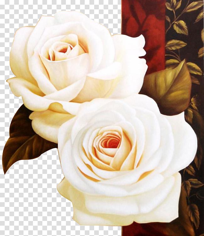 The Art of Painting Oil painting Beach rose, Creative painting white roses background transparent background PNG clipart