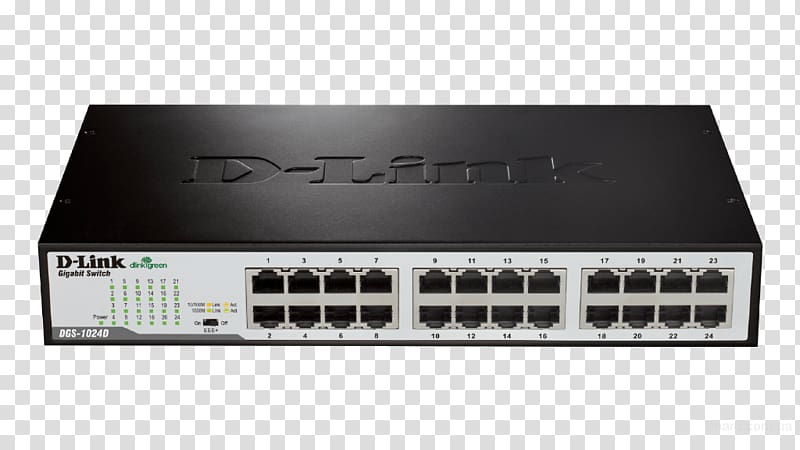Network switch Gigabit Ethernet D-Link DGS-1024D, port transparent background PNG clipart