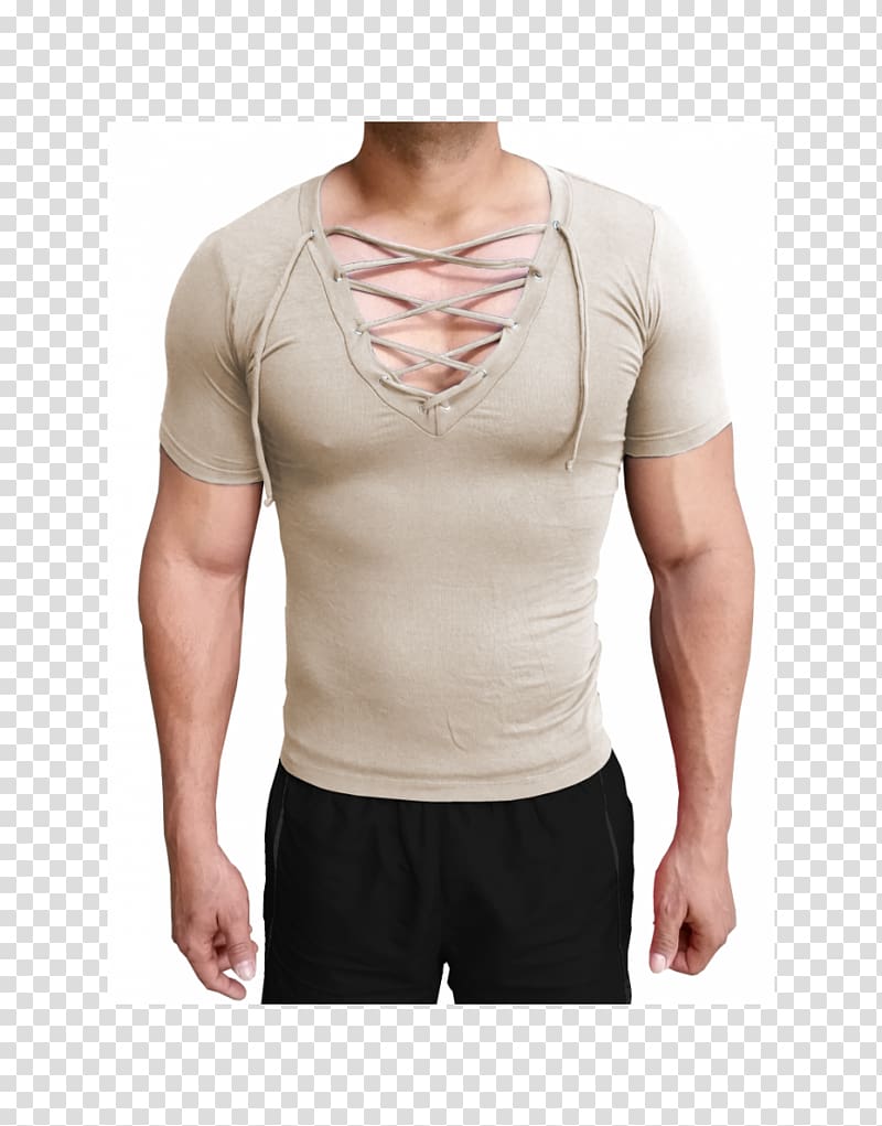 T-shirt Sleeve Shoulder Undershirt Beige, T-shirt transparent background PNG clipart