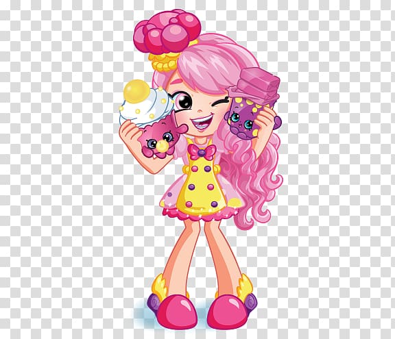 pink haired girl , Shopkins Shoppies Bubbleisha , Shopkins logo transparent background PNG clipart