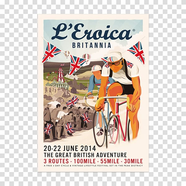 Eroica Britannia Poster Bicycle Art Cycling, Bicycle transparent background PNG clipart