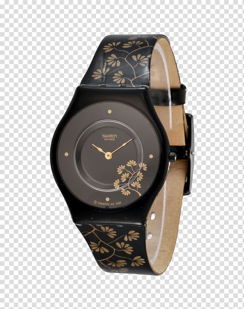 The Swatch Group Watch strap, Swatch watches Ladies gold pattern transparent background PNG clipart