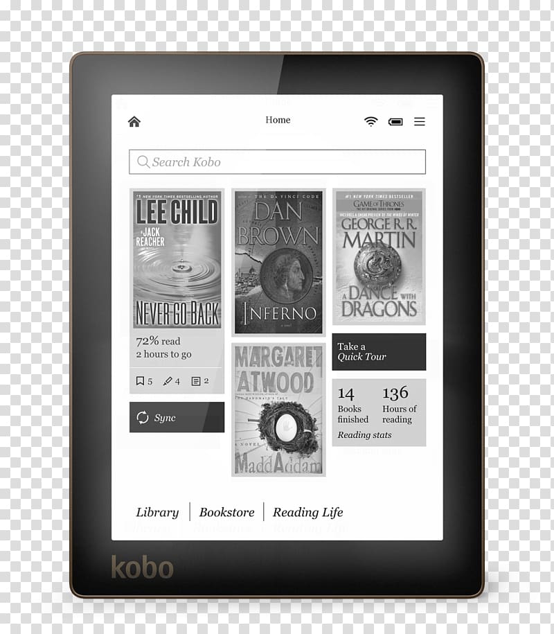 Kobo Aura HD Kobo Glo Amazon.com Sony Reader, e-ink tablet transparent background PNG clipart