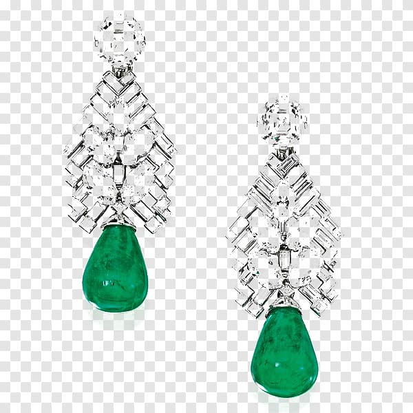 Emerald Earring Diamond Jewellery Cartier, Emerald earrings transparent background PNG clipart