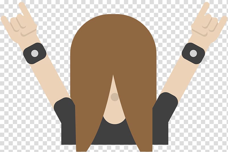 brown haired person illustration, Rock N Roll Emoji transparent background PNG clipart