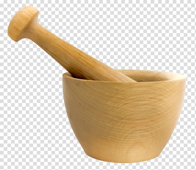 brown wood mortar and pestle, Mortar and pestle, Mortar transparent background PNG clipart